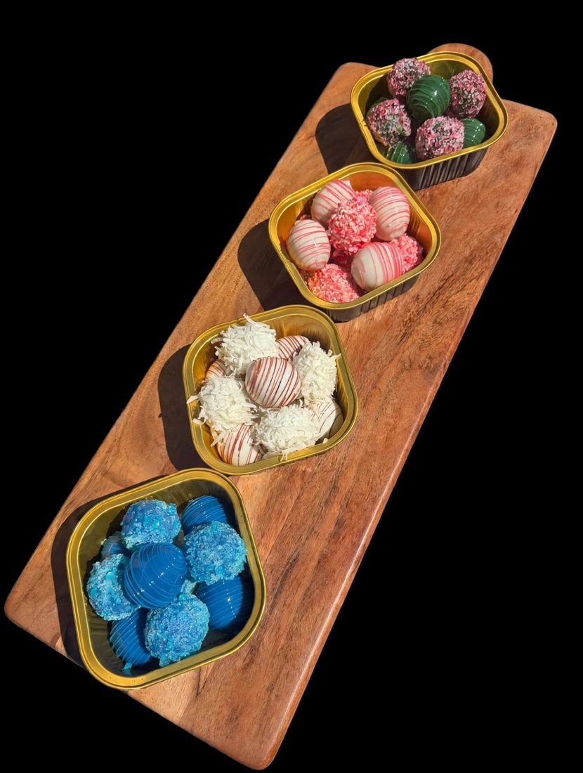 Candied grapes in blue, white, pink and green