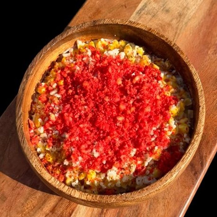 Street corn with Hot Cheetos